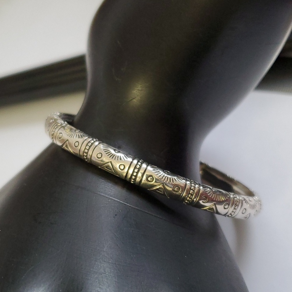 Sterling Silver 925 Native American Detailing Cuff Bracelet